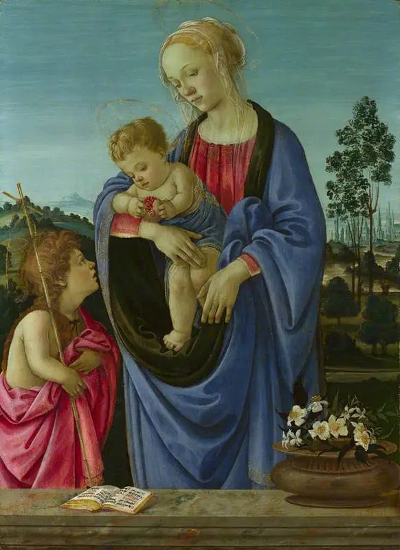 Neitsyt Marian kanssa lapsen kanssa ja pyhimys Johannes - Filippino Lippi