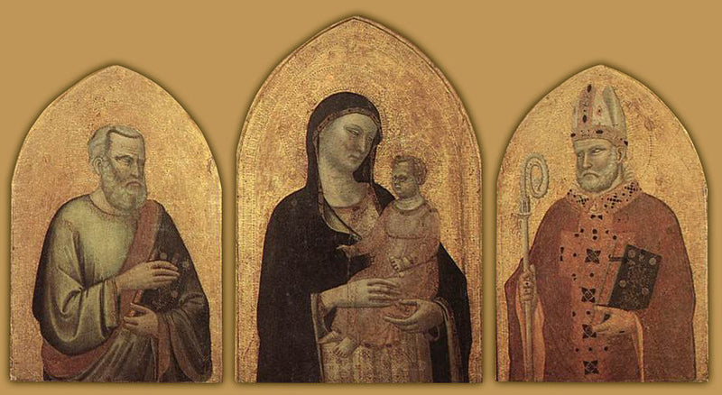 Neitsyt ja lapsi pyhimys Matteus ja pyhimys Nikolaus - Bernardo Daddi