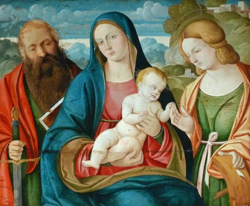Neitsyt ja lapsi pyhimys Paavalin ja pyhimys Katariinan kanssa - Giovanni Bellini