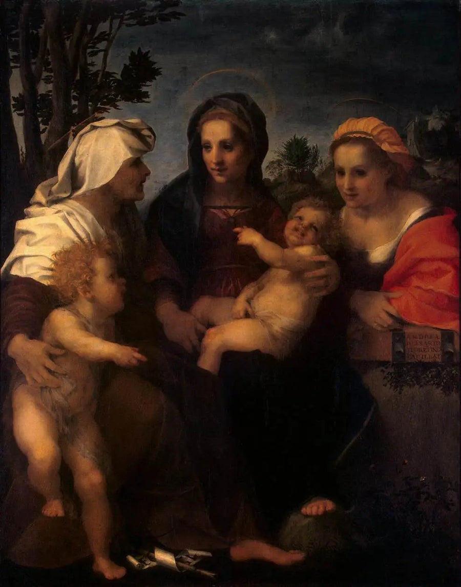 Neitsyt ja lapsi, pyhä Katariina, pyhä Elisabet ja pyhä Johannes Kastaja - Andrea del Sarto