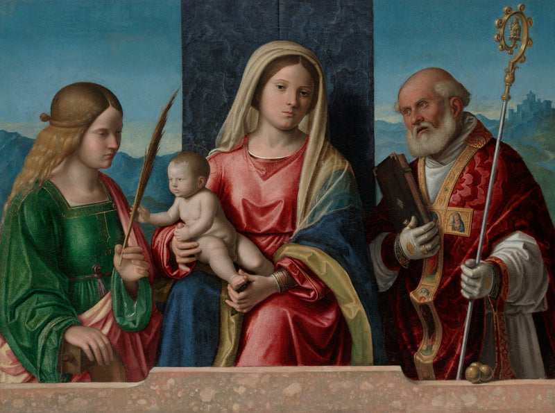 Neitsyt ja lapsi pyhimys Katariina ja pyhimys Nikolaus - Cima da Conegliano