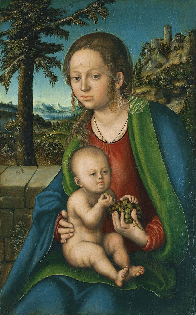Neitsyt ja lapsi viinirypäleiden kanssa - Lucas Cranach vanhempi