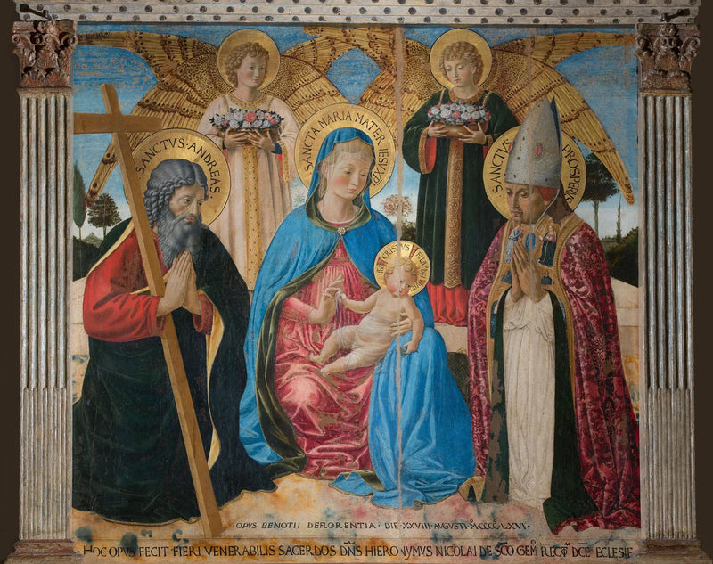 Neitsyt ja lapsi pyhimys André ja pyhimys Prosper välissä - Benozzo Gozzoli