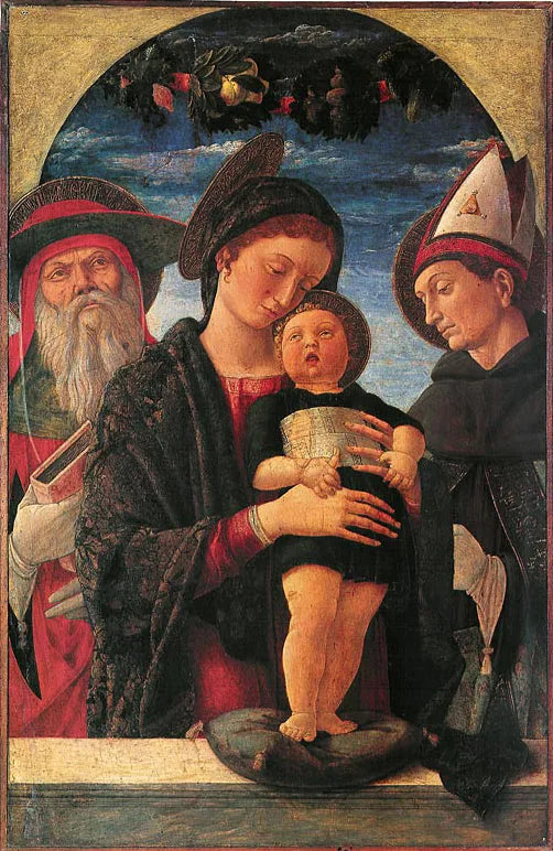 Neitsyt ja lapsi pyhimys Jérômeen ja pyhimys Ludvig Toulouse'n välillä - Andrea Mantegna