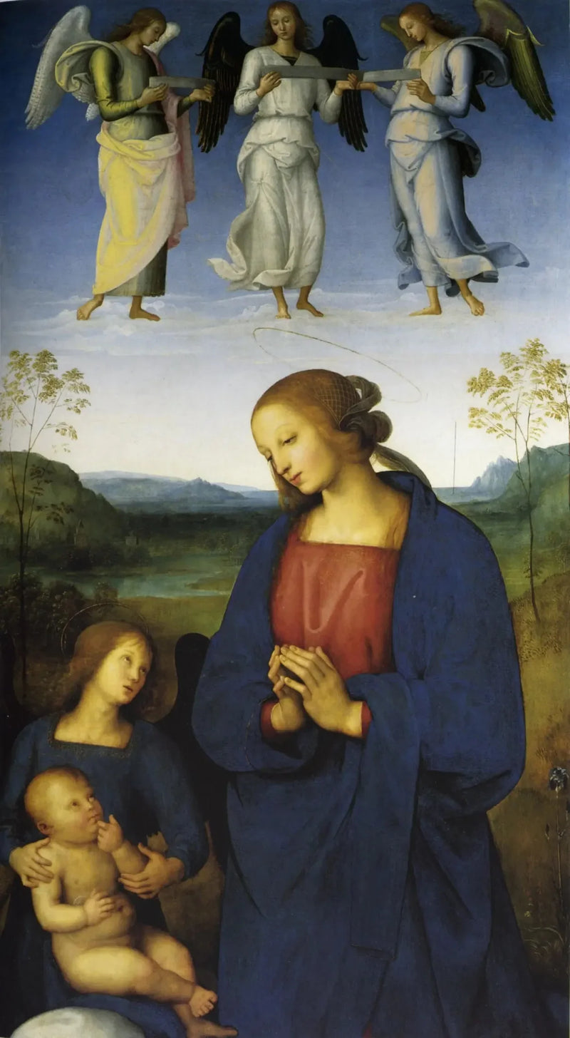 Neitsyt Maria ja lapsi ja enkeleitä - Pietro Perugino