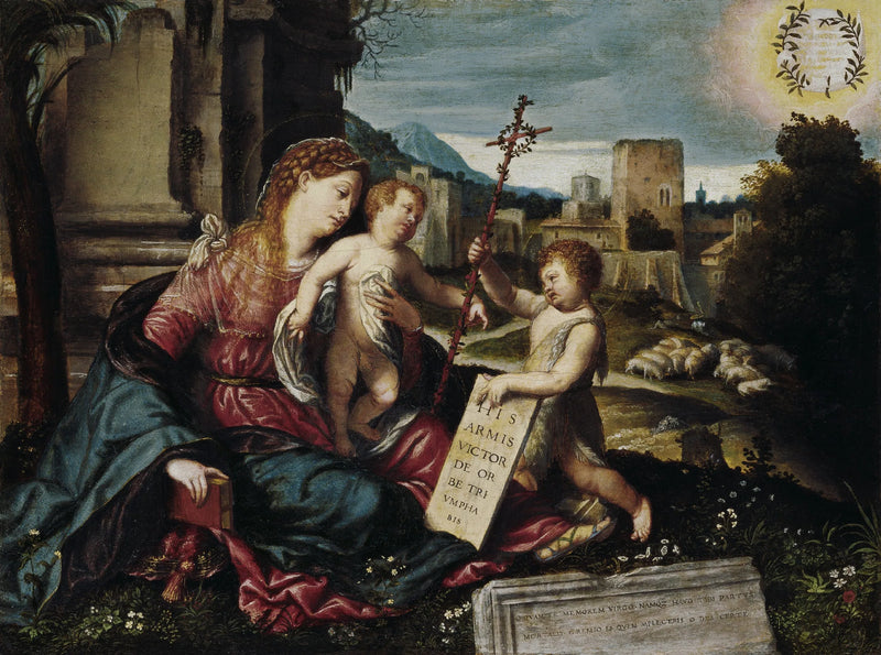 Neitsyt ja lapsi Jeesus ja nuori pyhimys Johannes - Alessandro Bonvicino