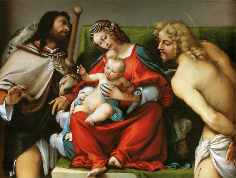 Neitsyt ja lapsi sekä pyhimykset Rock ja Sébastien - Lorenzo Lotto