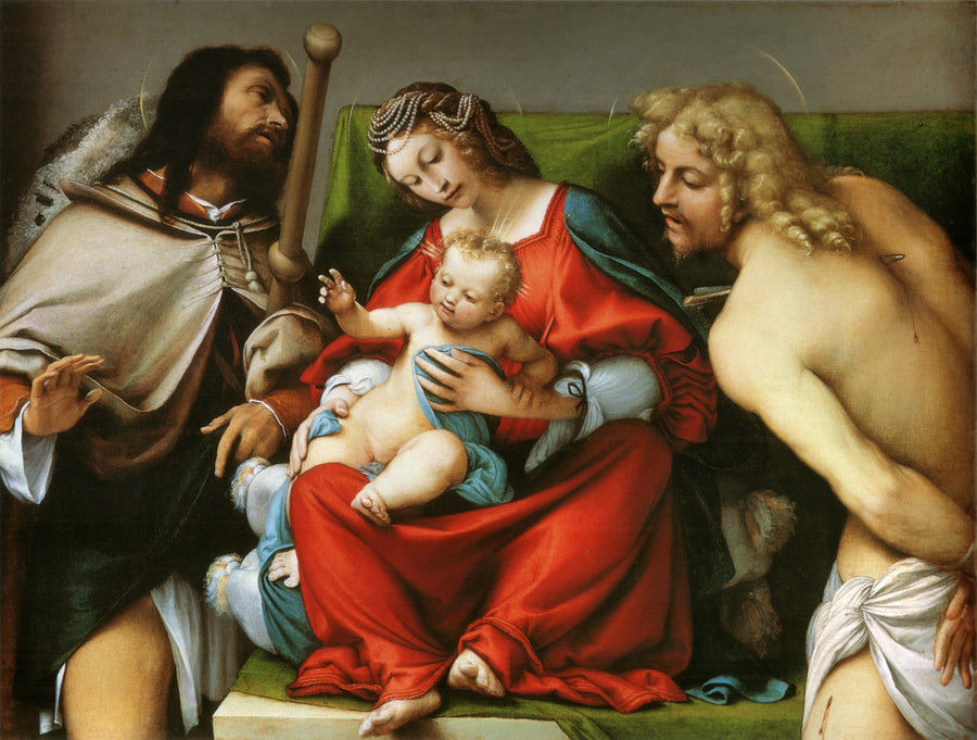 Neitsyt ja lapsi sekä pyhimykset Rock ja Sébastien - Lorenzo Lotto