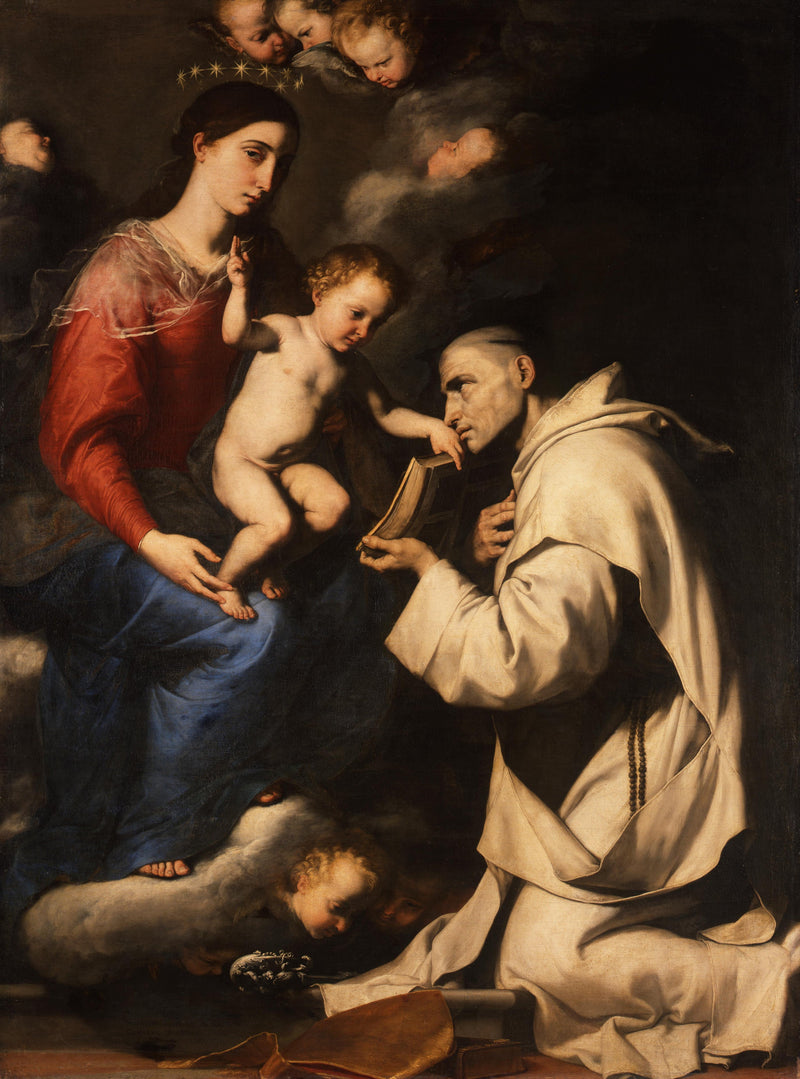 Neitsyt ja Vauva Jeesus ja Pyhä Bruno - Jusepe de Ribera