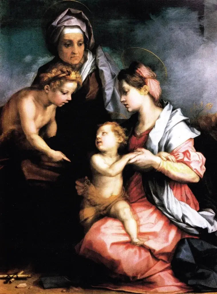 Neitsyt ja lapsi, Pyhä Elisabeth ja Pyhä Johannes - Andrea del Sarto