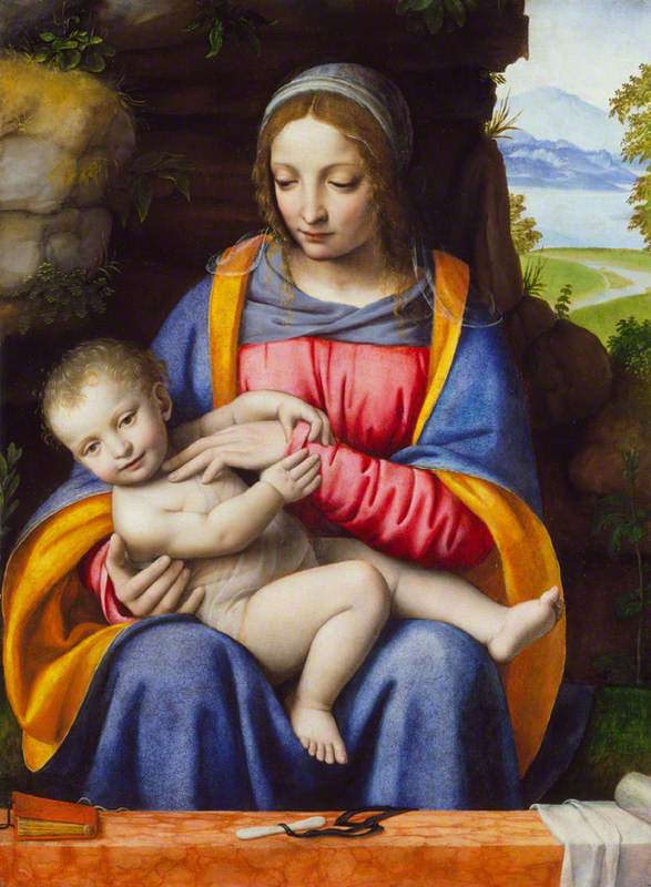 Neitsyt ja lapsi maisemassa - Bernardino Luini