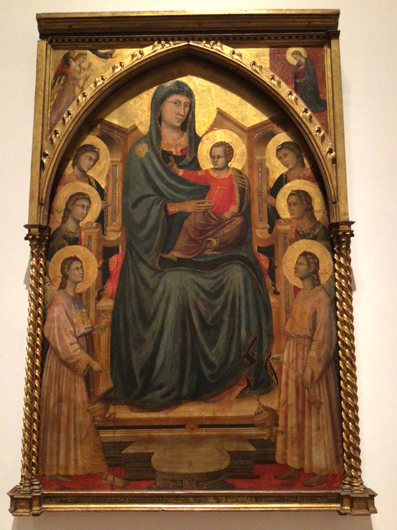 Neitsyt ja lapsi istuessaan valtaistuimella kuuden enkelin kanssa (« Maestà ») - Pyhän Cecilia mestari