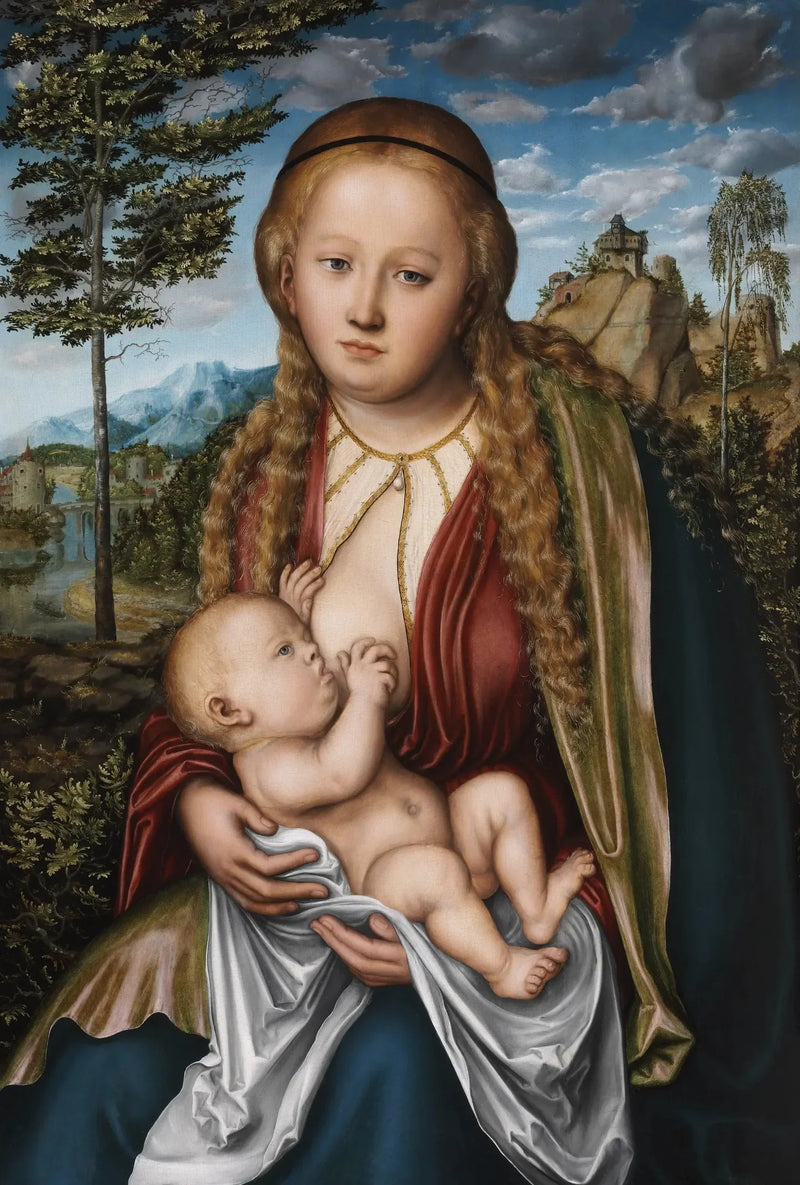 Neitsyt imettämässä lasta - Lucas Cranach vanhempi