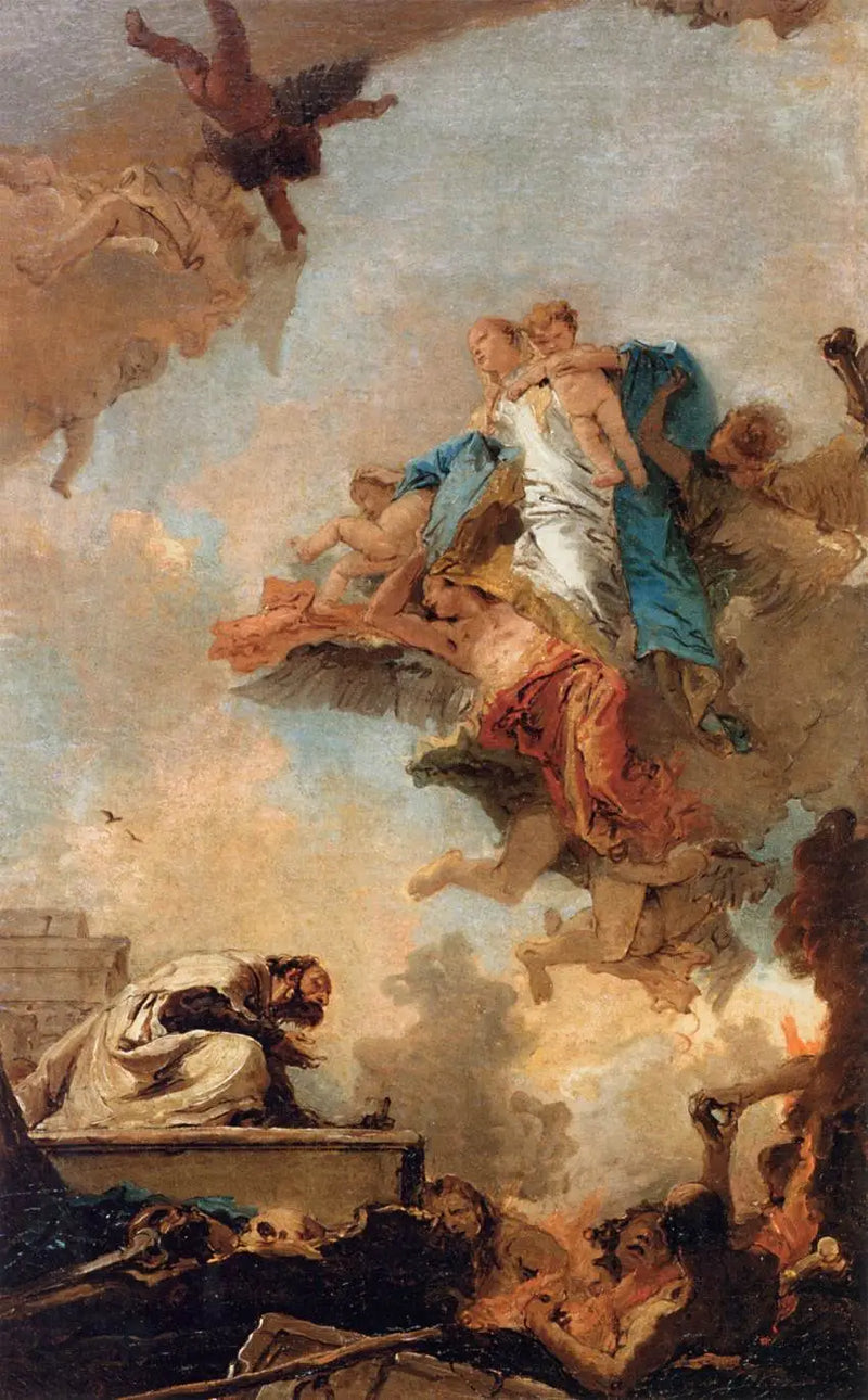Neitsyt Carmelilta ilmestyy Pyhälle Simon Stockille - Giovanni Battista Tiepolo