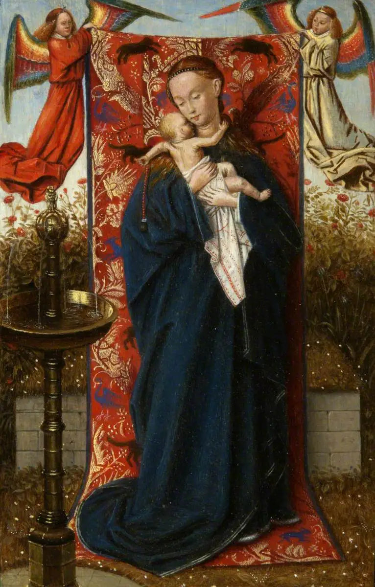 Neitsyt ja lapsi lähteellä - Jan van Eyck
