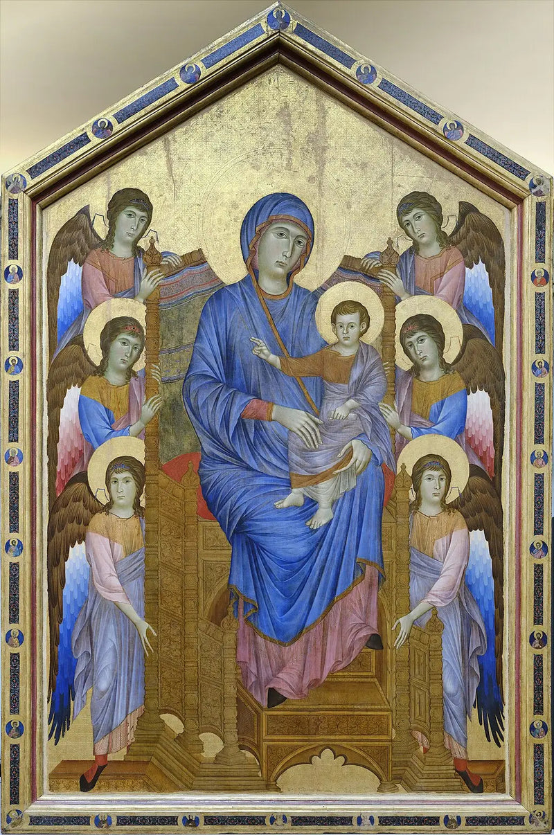 Neitsyt ja lapsi majesteetissa, ympäröitynä kuudella enkelillä - Cimabue