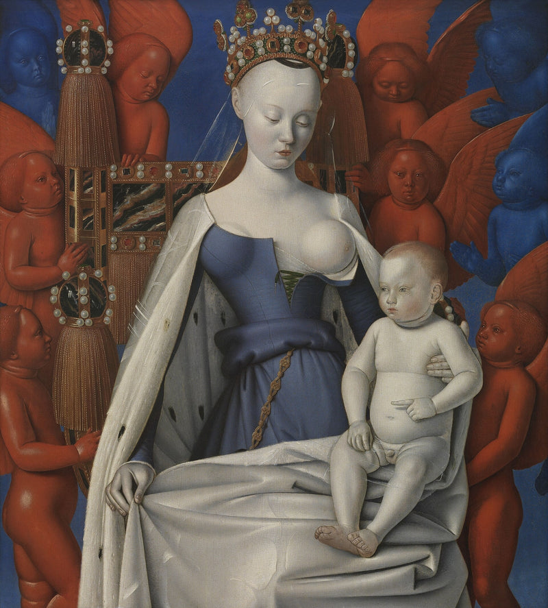 Neitsyt ja lapsi enkelien ympäröimänä - Jean Fouquet