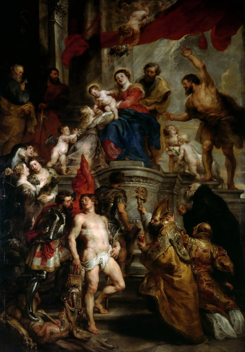 Neitsyt ja lapsi istuessaan pyhimysten kanssa - Peter Paul Rubens