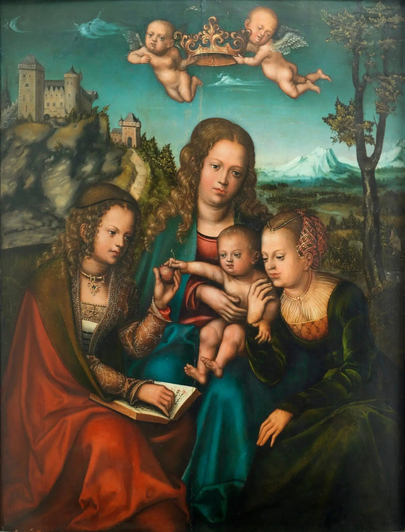 Neitsyt, jota ympäröivät kaksi pyhimystä - Lucas Cranach vanhempi