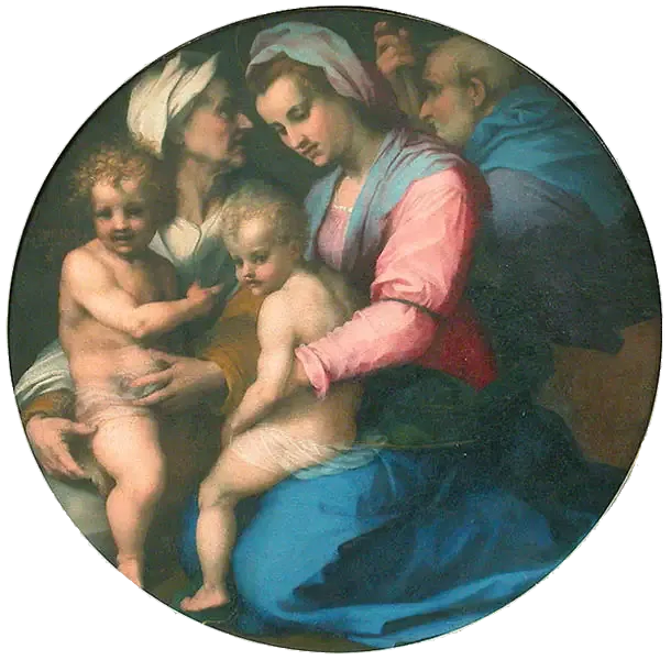 Neitsyt Maria, Jeesus-lapsi, pyhä Elisabet ja pieni pyhä Johannes - Andrea del Sarto