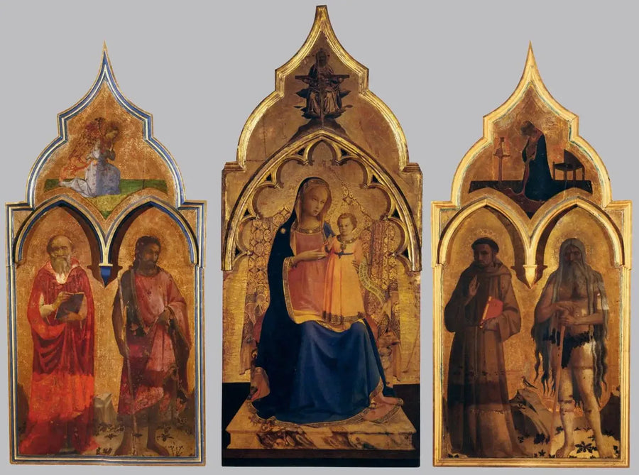 Neitsyt pitää Jeesus-lasta käsivartensa varrella - Fra Angelico