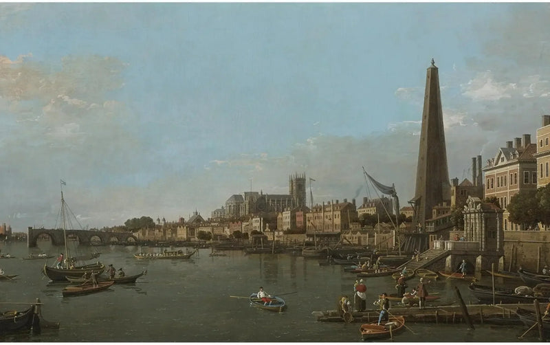 Westminsterin kaupunki Tamisen rannalta, lähellä York Water Gatea - Canaletto
