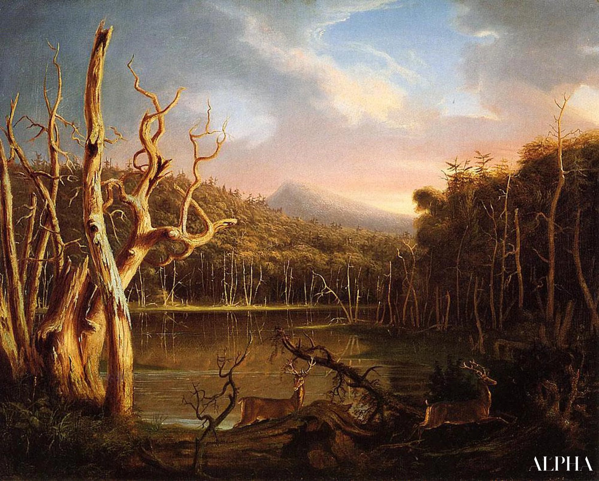 Lac avec des arbres morts (Catskill) - Thomas Cole - Reproductions de tableaux et peintures haut de gamme