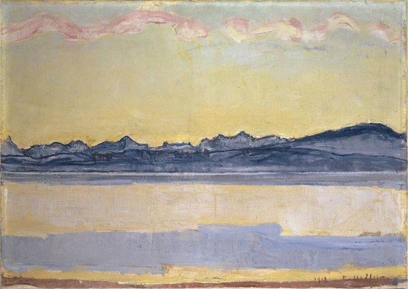 Geneven järvi ja Mont-Blancin ketju auringonnousussa - Ferdinand Hodler
