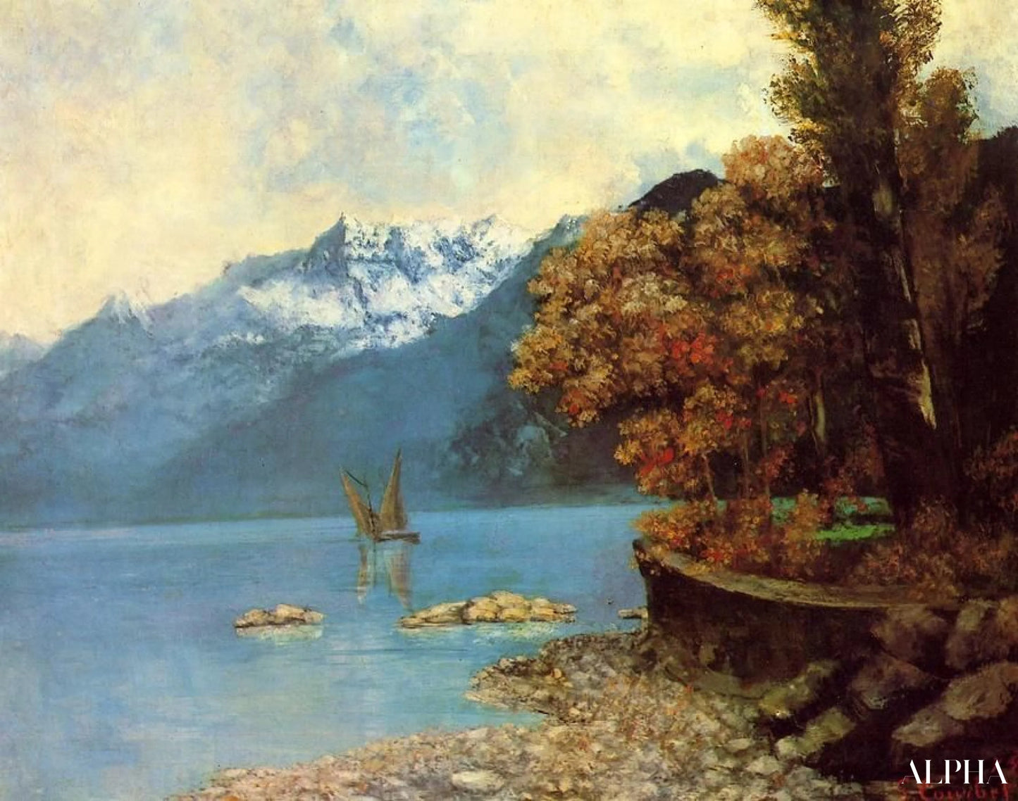 Lac Leman - Gustave Courbet - Korkealaatuiset taulujen ja maalauksien reproduktiot
