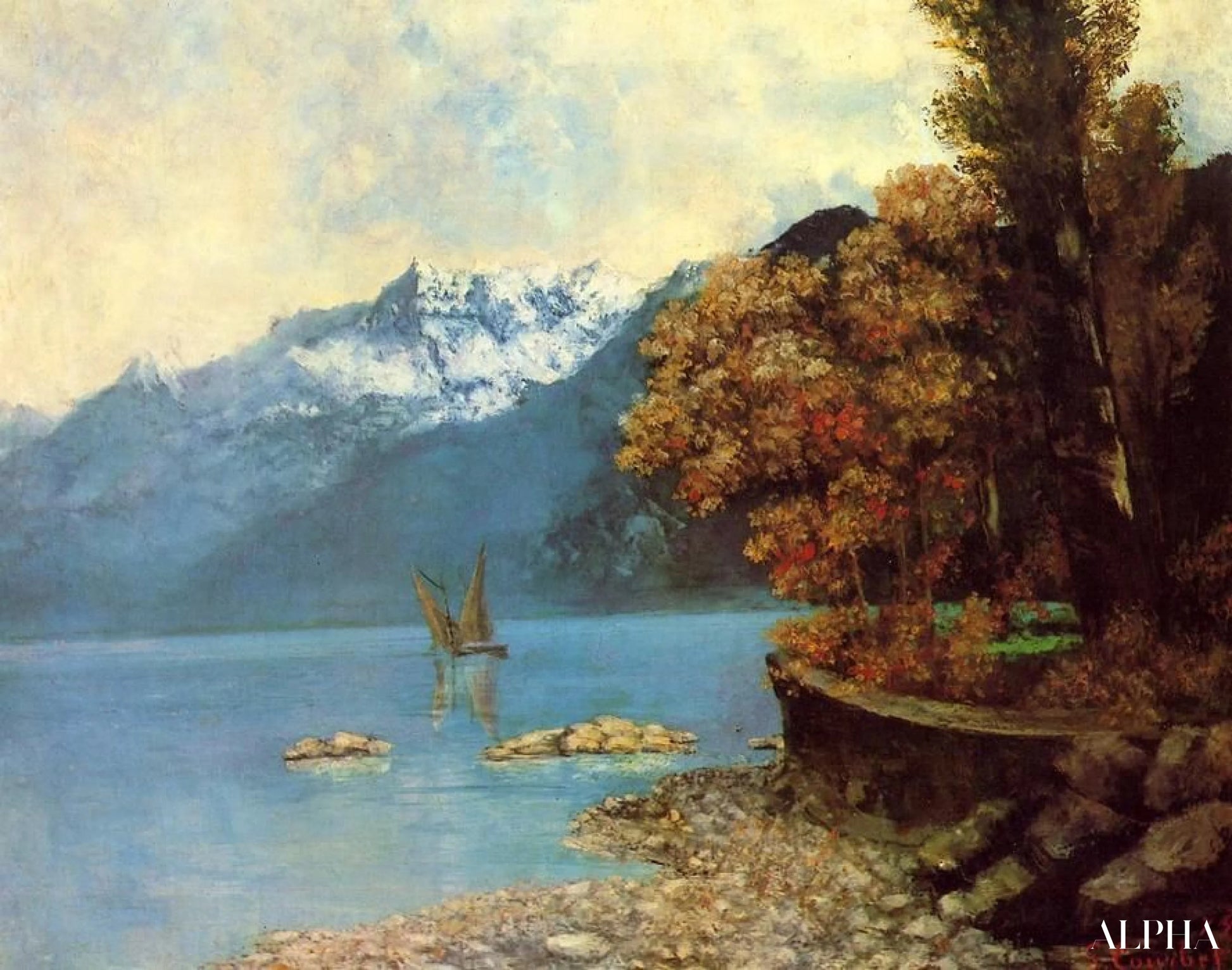 Lac Leman - Gustave Courbet - Korkealaatuiset taulujen ja maalauksien reproduktiot