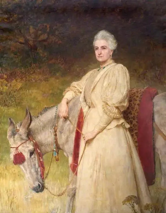 Lady Harriet Sarah Wantage (1837–1920) egyptiläisen aasinsa kanssa - Briton Rivière