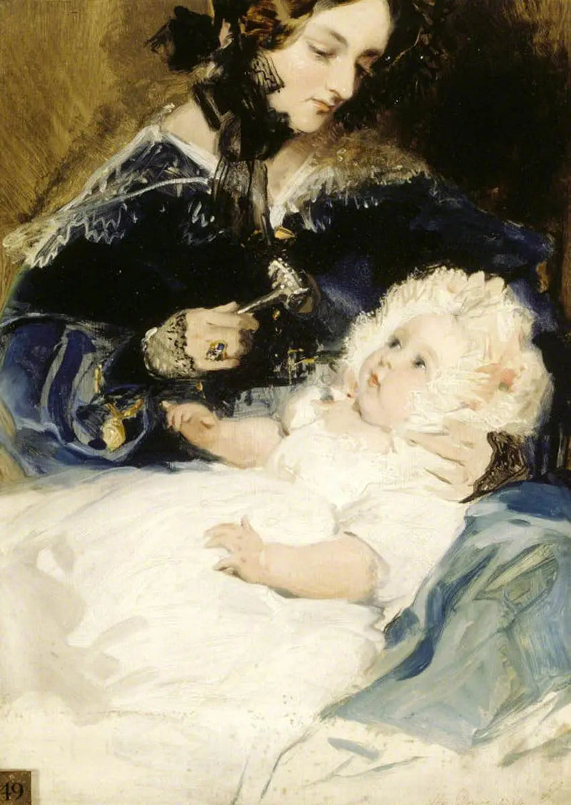 Lady Louisa Jane Russell, Abercornin herttuatar (1812-1905) ja hänen tyttärensä Lady Harriet Georgiana Louisa Hamilton, myöhemmin Lichfieldin kreivitär (1834-1913) - Edwin Henry Landseer