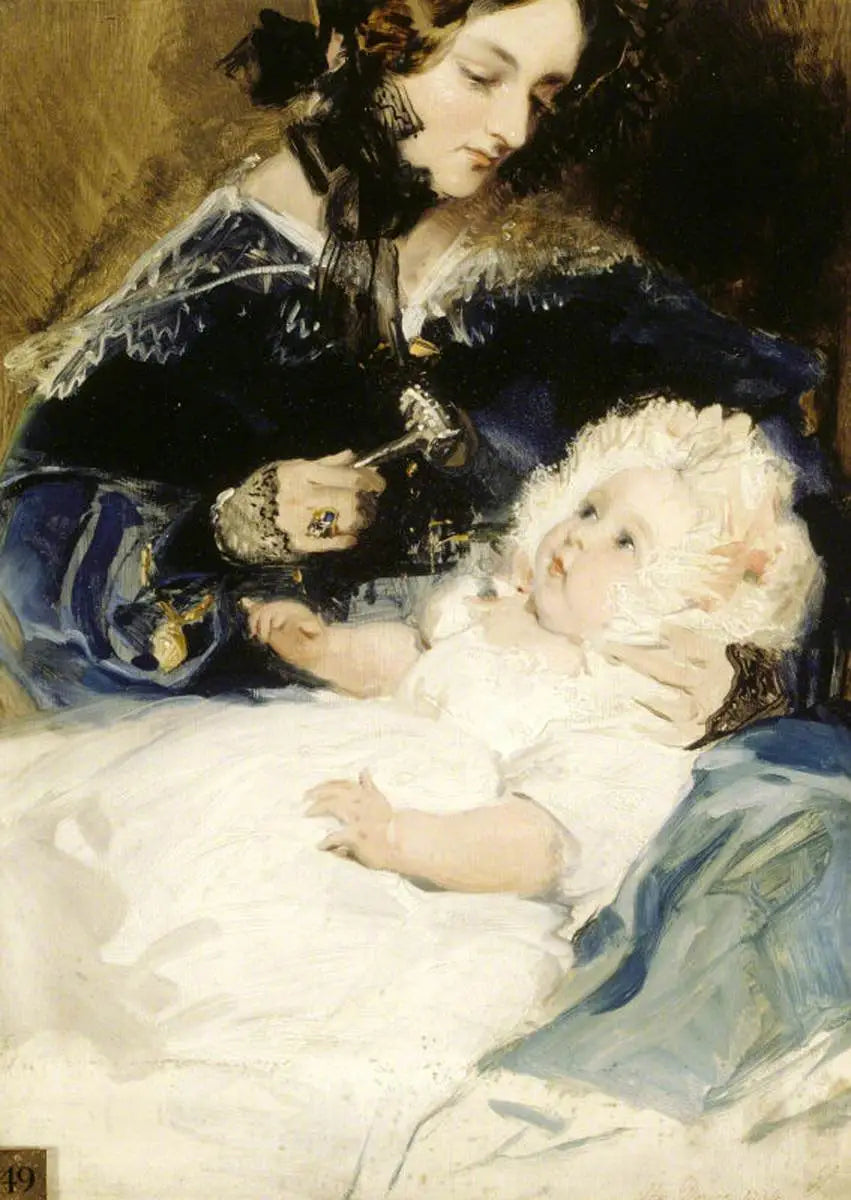 Lady Louisa Jane Russell, Abercornin herttuatar (1812-1905) ja hänen tyttärensä Lady Harriet Georgiana Louisa Hamilton, myöhemmin Lichfieldin kreivitär (1834-1913) - Edwin Henry Landseer
