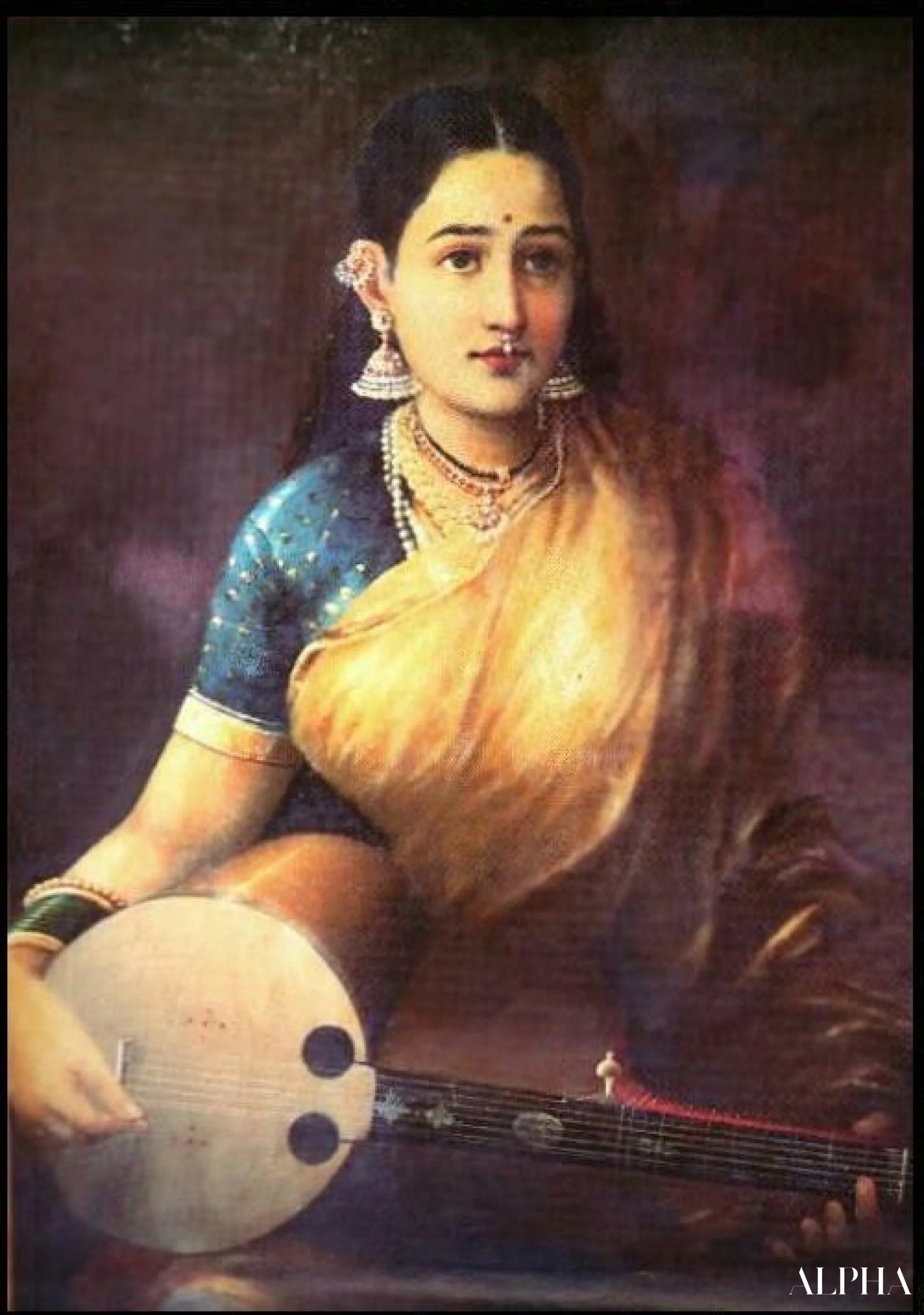 "Swarbatin nainen - Raja Ravi Varma - Korkealaatuiset taulujen ja maalauksien reproduktiot"