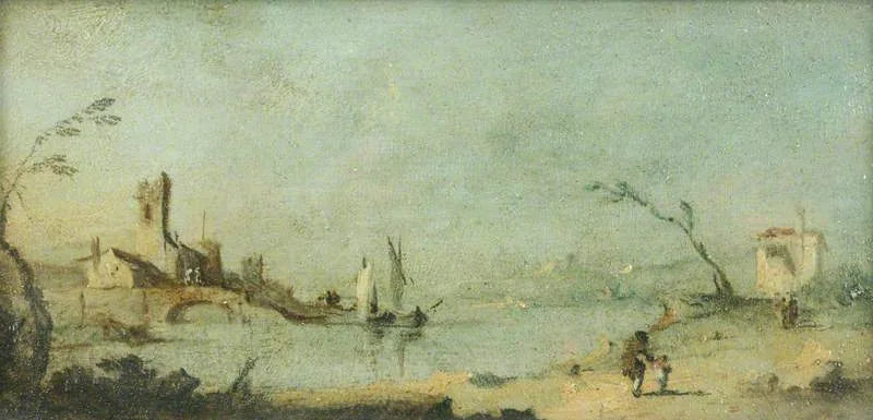 Capriccio-lagune ja kirkko ja silta - Francesco Guardi