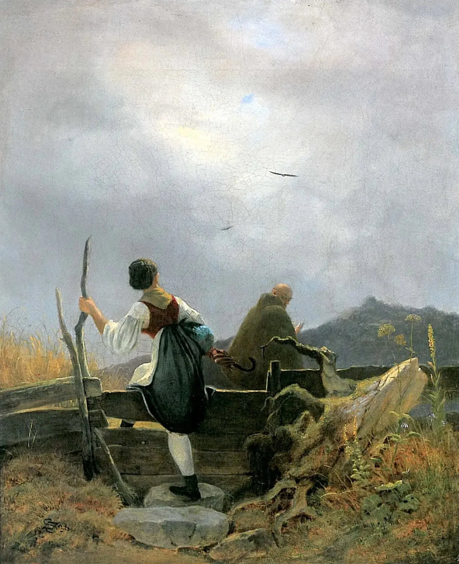 Maitokärry ja Munkki - Carl Spitzweg