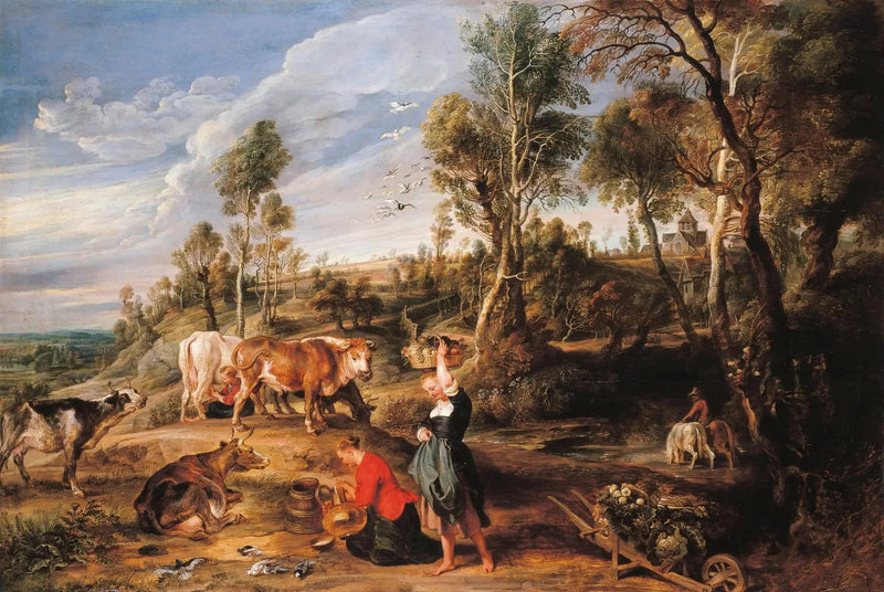 Laituries avec du bétail dans un paysage, « La Ferme de Laeken » - Peter Paul Rubens