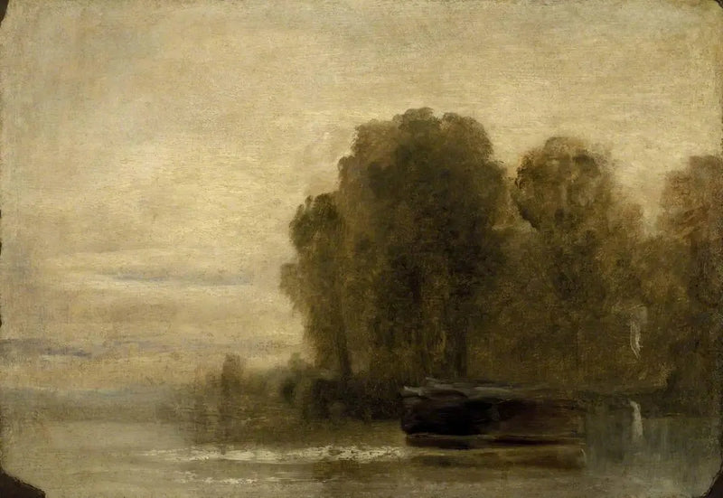 Järvi tai joki puiden kanssa oikealla - J. M. W. Turner