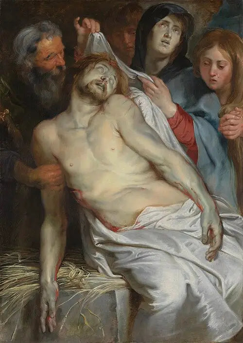 Lamentaatiopaneeli Jan Michielsenin ja hänen vaimonsa Maria Maesin epitafian keskellä - Peter Paul Rubens