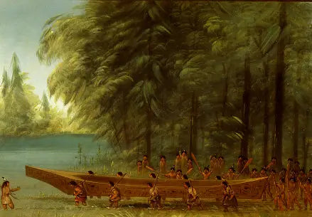 Kanootin lanseeraus - Naya-intiaanit - George Catlin