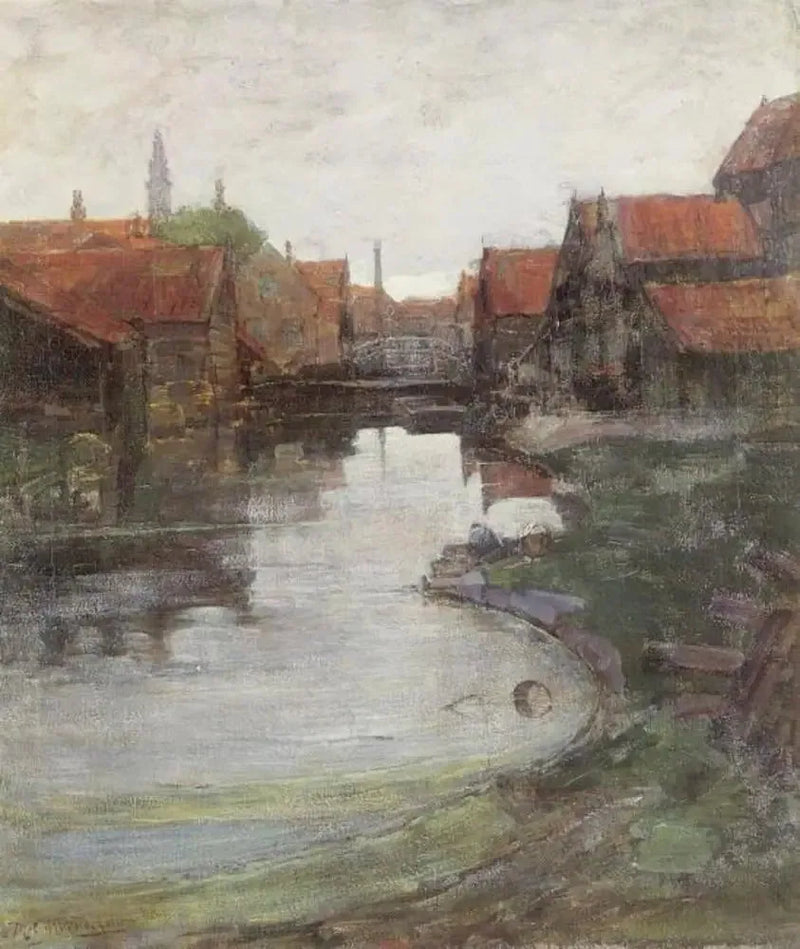 Lange Bleekerssloot Lännen kirkontornin kanssa - Piet Mondrian