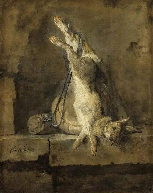 Lapin kuolema ja metsästysvarusteet - Jean Siméon Chardin