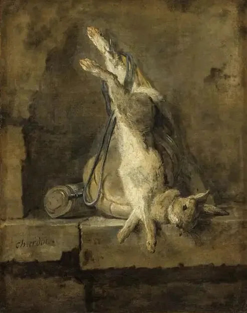 Lapin kuolema ja metsästysvarusteet - Jean Siméon Chardin