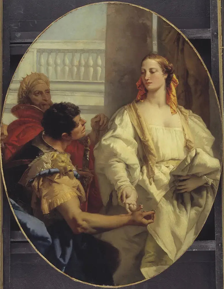 Latinus tarjoaa tytärsä Lavinian Enee'lle avioliittoon - Giovanni Battista Tiepolo