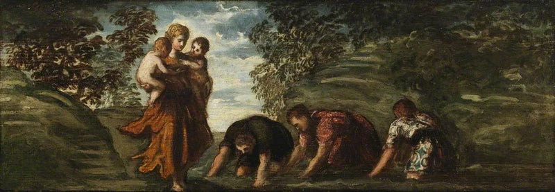 Latone muuttaa Lykiain maanviljelijät sammakkoiksi - Jacopo Tintoretto