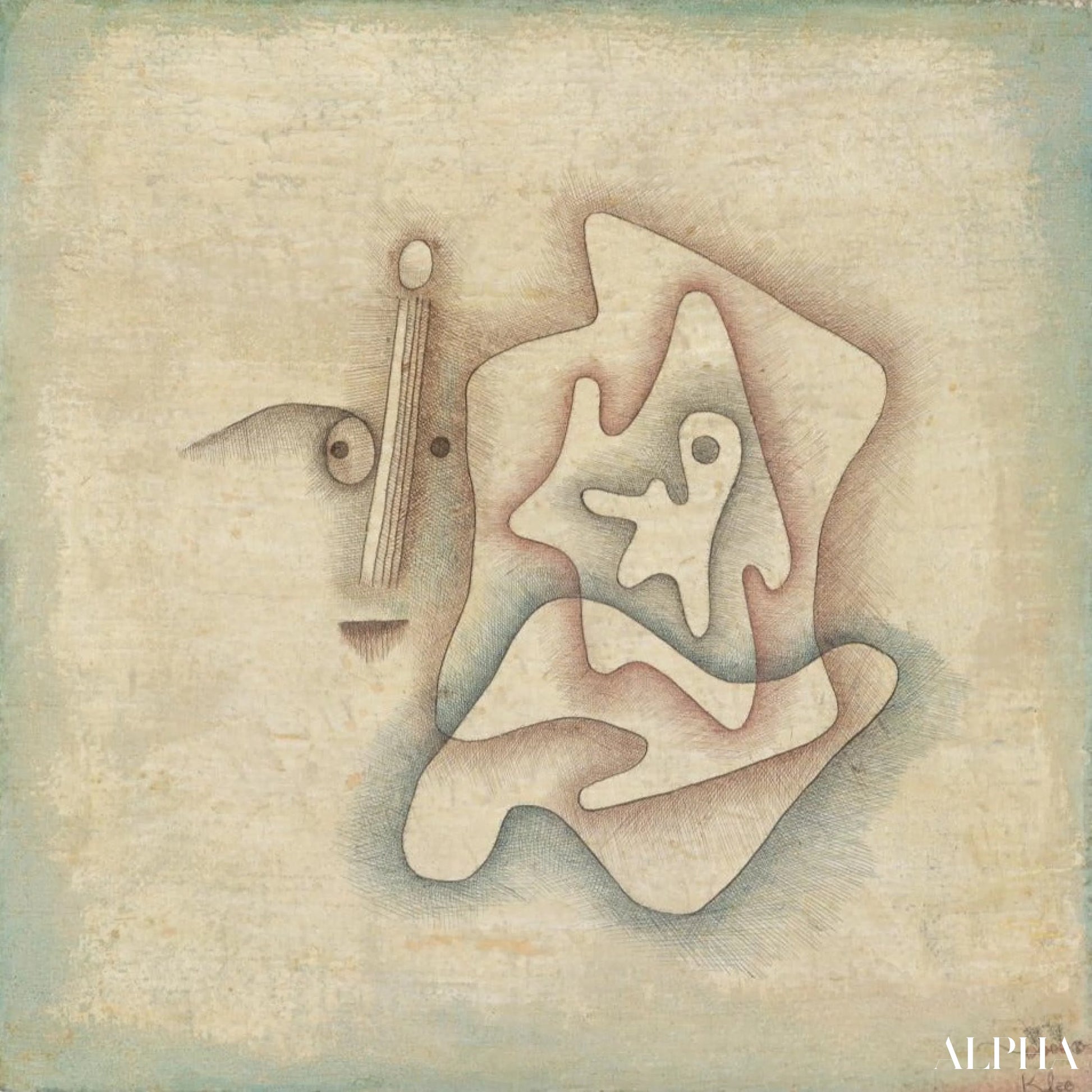 L'auditeur - Paul Klee - Korkealaatuiset taulujen ja maalauksien reproduktiot