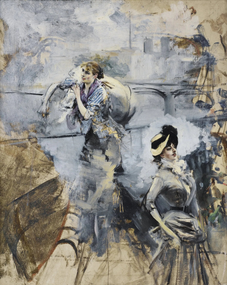 Lavandière ja nuori brunette Seine-joen rannalla, Pariisi - Giovanni Boldini