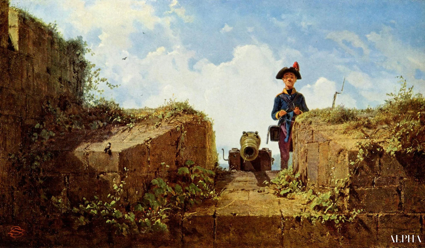 Neulepiste, 1860 - Carl Spitzweg - Korkealaatuiset taulujen ja maalauksien reproduktiot