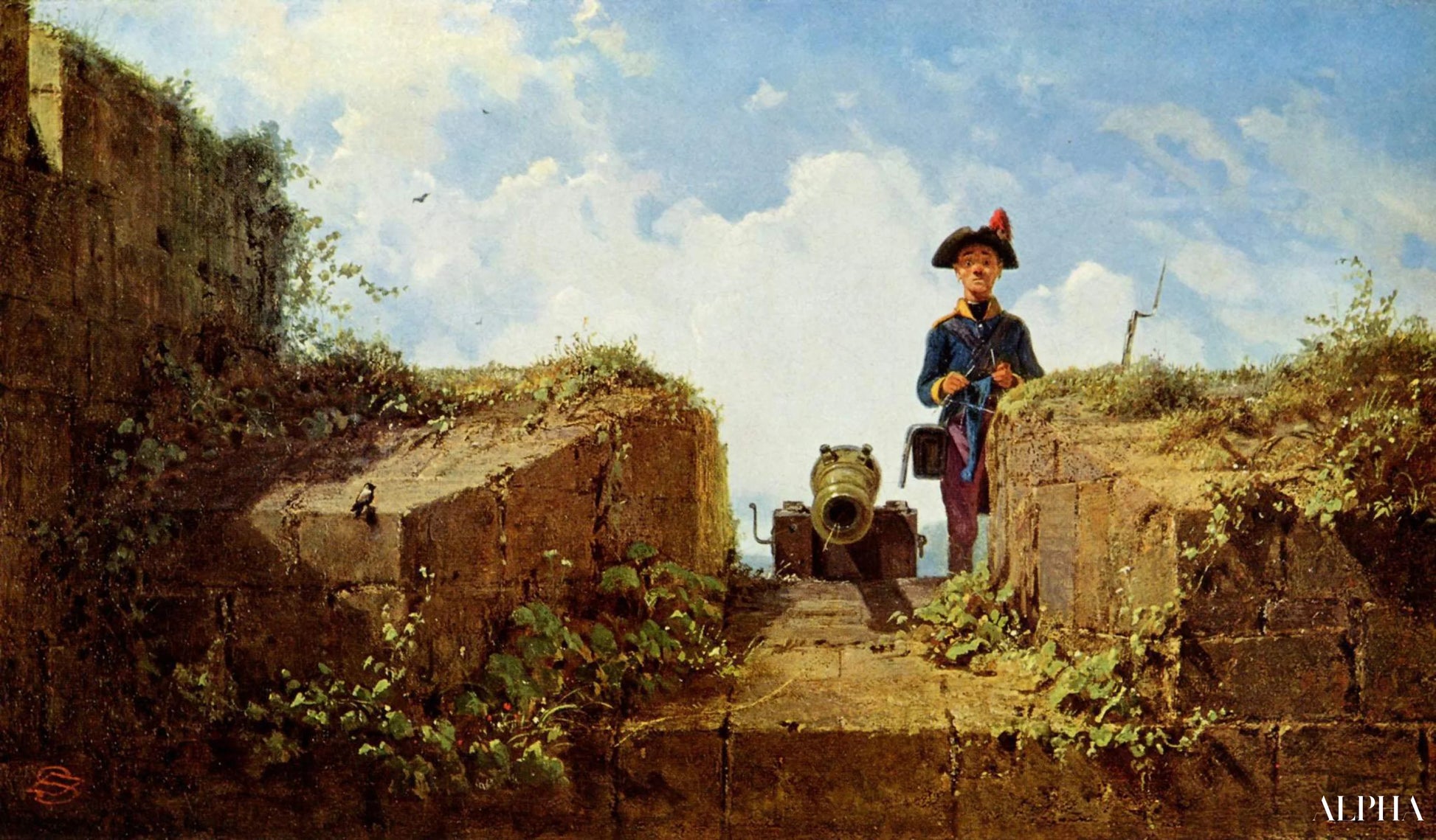 Neulepiste, 1860 - Carl Spitzweg - Korkealaatuiset taulujen ja maalauksien reproduktiot