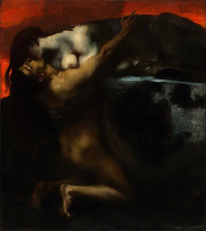 Sphinxin suudelma - Franz Von Stuck